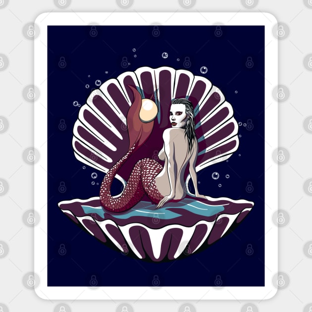 Mermaid - shell and pearl Sticker by TMBTM